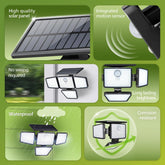 Solar light fixture with features highlighted on a green background
